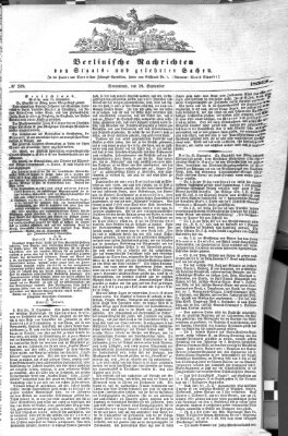 Berlinische Nachrichten von Staats- und gelehrten Sachen Samstag 18. September 1858