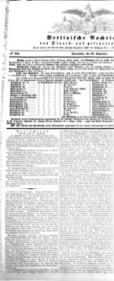 Berlinische Nachrichten von Staats- und gelehrten Sachen Samstag 25. September 1858