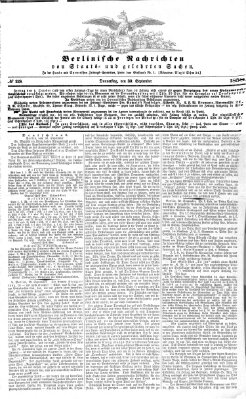 Berlinische Nachrichten von Staats- und gelehrten Sachen Donnerstag 30. September 1858