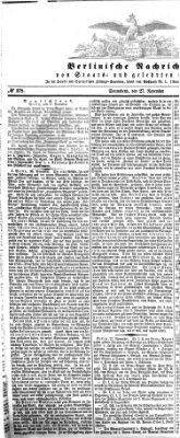 Berlinische Nachrichten von Staats- und gelehrten Sachen Samstag 27. November 1858