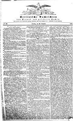 Berlinische Nachrichten von Staats- und gelehrten Sachen Dienstag 30. November 1858