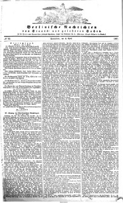 Berlinische Nachrichten von Staats- und gelehrten Sachen Samstag 6. April 1867