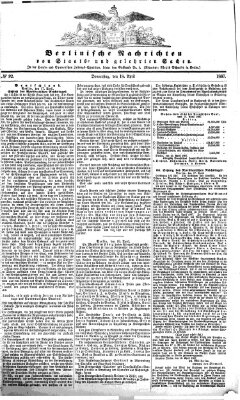 Berlinische Nachrichten von Staats- und gelehrten Sachen Donnerstag 18. April 1867