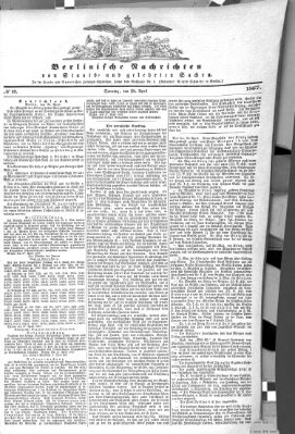 Berlinische Nachrichten von Staats- und gelehrten Sachen Sonntag 28. April 1867