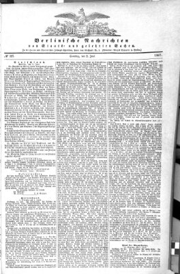 Berlinische Nachrichten von Staats- und gelehrten Sachen Sonntag 2. Juni 1867