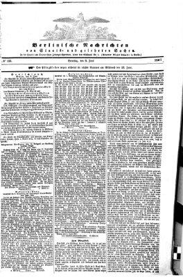 Berlinische Nachrichten von Staats- und gelehrten Sachen Sonntag 9. Juni 1867