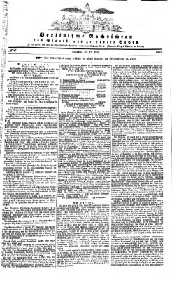 Berlinische Nachrichten von Staats- und gelehrten Sachen Sonntag 12. April 1868