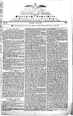 Berlinische Nachrichten von Staats- und gelehrten Sachen Donnerstag 21. Mai 1868