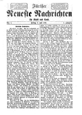 Fürther neueste Nachrichten für Stadt und Land (Fürther Abendzeitung) Freitag 2. Juli 1869