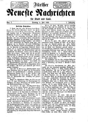 Fürther neueste Nachrichten für Stadt und Land (Fürther Abendzeitung) Sonntag 4. Juli 1869