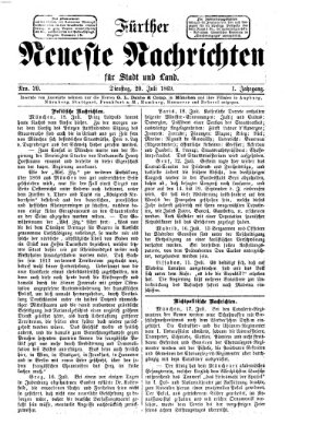 Fürther neueste Nachrichten für Stadt und Land (Fürther Abendzeitung) Dienstag 20. Juli 1869