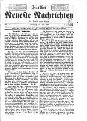 Fürther neueste Nachrichten für Stadt und Land (Fürther Abendzeitung) Donnerstag 22. Juli 1869