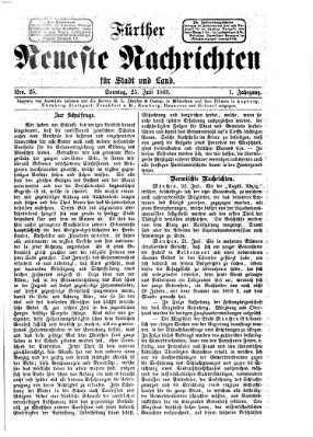 Fürther neueste Nachrichten für Stadt und Land (Fürther Abendzeitung) Sonntag 25. Juli 1869