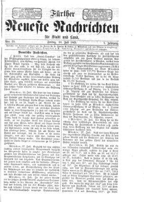 Fürther neueste Nachrichten für Stadt und Land (Fürther Abendzeitung) Freitag 30. Juli 1869