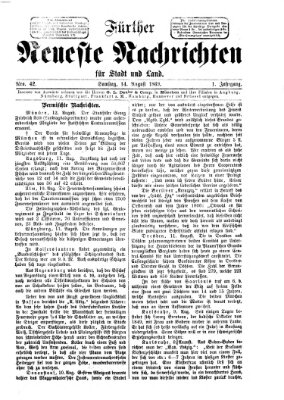 Fürther neueste Nachrichten für Stadt und Land (Fürther Abendzeitung) Samstag 14. August 1869