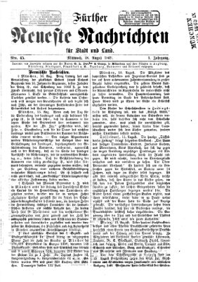 Fürther neueste Nachrichten für Stadt und Land (Fürther Abendzeitung) Mittwoch 18. August 1869