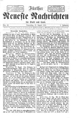 Fürther neueste Nachrichten für Stadt und Land (Fürther Abendzeitung) Donnerstag 19. August 1869