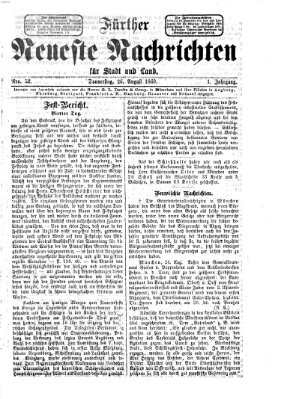 Fürther neueste Nachrichten für Stadt und Land (Fürther Abendzeitung) Donnerstag 26. August 1869