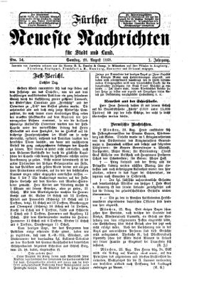 Fürther neueste Nachrichten für Stadt und Land (Fürther Abendzeitung) Samstag 28. August 1869