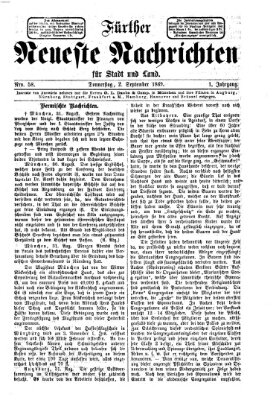 Fürther neueste Nachrichten für Stadt und Land (Fürther Abendzeitung) Donnerstag 2. September 1869