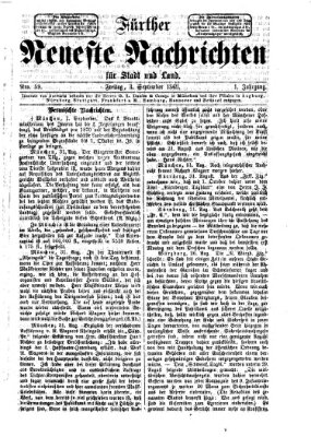 Fürther neueste Nachrichten für Stadt und Land (Fürther Abendzeitung) Freitag 3. September 1869