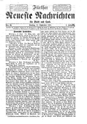 Fürther neueste Nachrichten für Stadt und Land (Fürther Abendzeitung) Samstag 11. September 1869