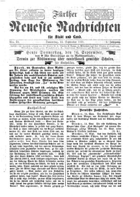 Fürther neueste Nachrichten für Stadt und Land (Fürther Abendzeitung) Donnerstag 16. September 1869