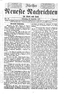 Fürther neueste Nachrichten für Stadt und Land (Fürther Abendzeitung) Donnerstag 23. September 1869