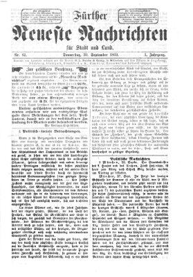 Fürther neueste Nachrichten für Stadt und Land (Fürther Abendzeitung) Donnerstag 30. September 1869