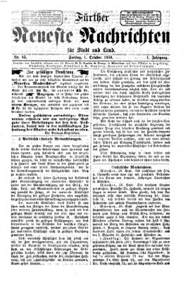 Fürther neueste Nachrichten für Stadt und Land (Fürther Abendzeitung) Freitag 1. Oktober 1869