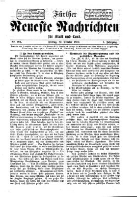 Fürther neueste Nachrichten für Stadt und Land (Fürther Abendzeitung) Freitag 22. Oktober 1869