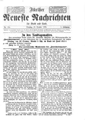 Fürther neueste Nachrichten für Stadt und Land (Fürther Abendzeitung) Dienstag 26. Oktober 1869