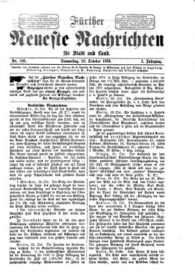 Fürther neueste Nachrichten für Stadt und Land (Fürther Abendzeitung) Donnerstag 28. Oktober 1869