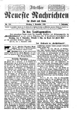 Fürther neueste Nachrichten für Stadt und Land (Fürther Abendzeitung) Dienstag 2. November 1869