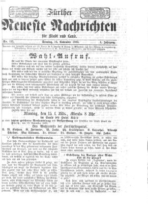 Fürther neueste Nachrichten für Stadt und Land (Fürther Abendzeitung) Sonntag 14. November 1869