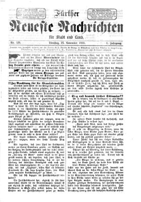 Fürther neueste Nachrichten für Stadt und Land (Fürther Abendzeitung) Dienstag 23. November 1869