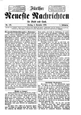 Fürther neueste Nachrichten für Stadt und Land (Fürther Abendzeitung) Freitag 3. Dezember 1869