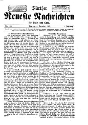 Fürther neueste Nachrichten für Stadt und Land (Fürther Abendzeitung) Samstag 4. Dezember 1869