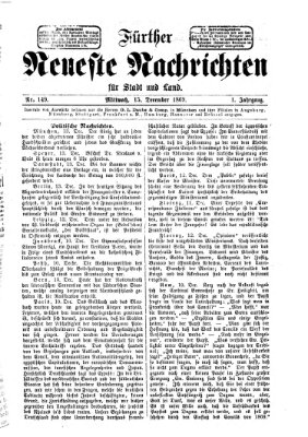 Fürther neueste Nachrichten für Stadt und Land (Fürther Abendzeitung) Mittwoch 15. Dezember 1869