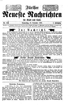 Fürther neueste Nachrichten für Stadt und Land (Fürther Abendzeitung) Donnerstag 23. Dezember 1869