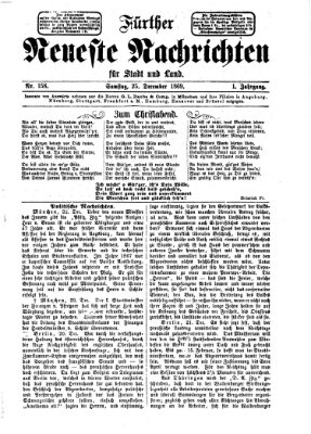 Fürther neueste Nachrichten für Stadt und Land (Fürther Abendzeitung) Samstag 25. Dezember 1869