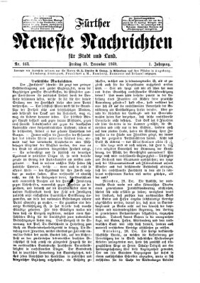 Fürther neueste Nachrichten für Stadt und Land (Fürther Abendzeitung) Freitag 31. Dezember 1869