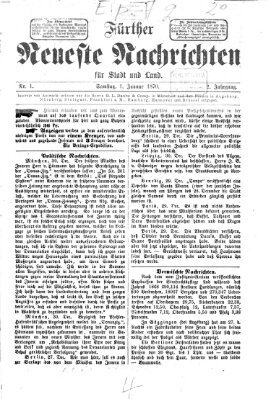 Fürther neueste Nachrichten für Stadt und Land (Fürther Abendzeitung) Samstag 1. Januar 1870