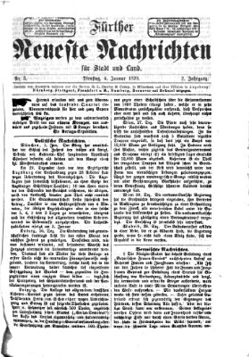 Fürther neueste Nachrichten für Stadt und Land (Fürther Abendzeitung) Dienstag 4. Januar 1870