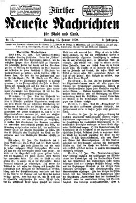 Fürther neueste Nachrichten für Stadt und Land (Fürther Abendzeitung) Samstag 15. Januar 1870