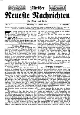 Fürther neueste Nachrichten für Stadt und Land (Fürther Abendzeitung) Donnerstag 27. Januar 1870