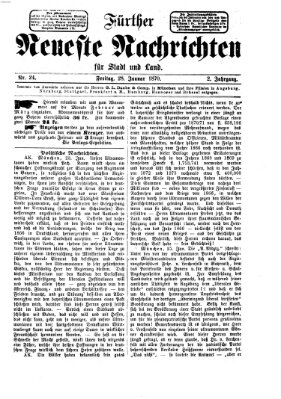 Fürther neueste Nachrichten für Stadt und Land (Fürther Abendzeitung) Freitag 28. Januar 1870