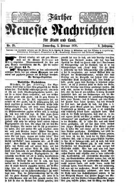 Fürther neueste Nachrichten für Stadt und Land (Fürther Abendzeitung) Donnerstag 3. Februar 1870