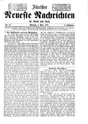 Fürther neueste Nachrichten für Stadt und Land (Fürther Abendzeitung) Mittwoch 9. März 1870