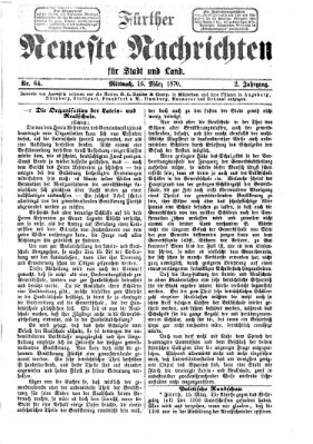 Fürther neueste Nachrichten für Stadt und Land (Fürther Abendzeitung) Mittwoch 16. März 1870